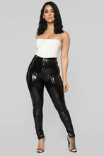 Load image into Gallery viewer, FASHION NOVA LATE NIGHT TEXTS VINYL PANTS IN BLACK