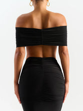 Load image into Gallery viewer, V-ERY CHIC MAXI SKIRT AND TOP SET IN BLACK