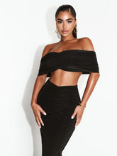 Load image into Gallery viewer, V-ERY CHIC MAXI SKIRT AND TOP SET IN BLACK