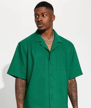 Load image into Gallery viewer, FASHION NOVA MEN'S SHOW UP SHORT CUBAN SHIRT IN BOTTLE GREEN