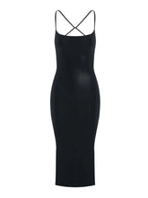 Load image into Gallery viewer, FAUX LEATHER CROSSBACK DRESS