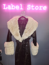 Load image into Gallery viewer, MISSGUIDED KYLE BYBEL COLLECTION FAUX LEATHER COAT WITH FUR TRIM