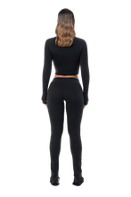 Load image into Gallery viewer, COUCOO NOT SO BASIC LONG SLEEVE MOCK NECK CROP IN BLACK / WHITE