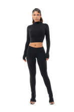 Load image into Gallery viewer, COUCOO NOT SO BASIC LONG SLEEVE MOCK NECK CROP IN BLACK / WHITE