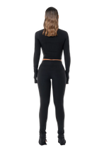 Load image into Gallery viewer, COUCOO NOT SO BASIC LONG SLEEVE PEEKABOO TOP IN BLACK