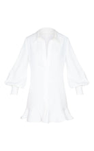 Load image into Gallery viewer, PRETTY LITTLE THING WHITE FRILL HEM SHIRT DRESS