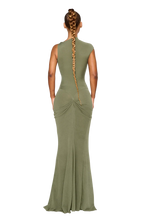Load image into Gallery viewer, COUCOO WALE DRESS IN LIEUTENANT GREEN / ARABICA / SATIN BLACK / POMEGRANATE SEED