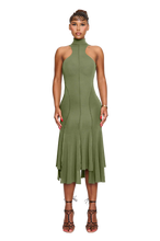 Load image into Gallery viewer, COUCOO ELYSEE DRESS IN POMEGRANITE SEED / SATIN BLACK / LEIUTENANT GREEN
