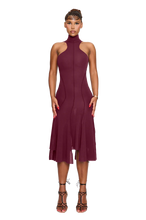 Load image into Gallery viewer, COUCOO ELYSEE DRESS IN POMEGRANITE SEED / SATIN BLACK / LEIUTENANT GREEN