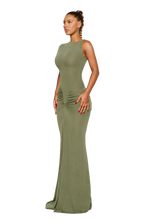 Load image into Gallery viewer, COUCOO WALE DRESS IN LIEUTENANT GREEN / ARABICA / SATIN BLACK / POMEGRANATE SEED