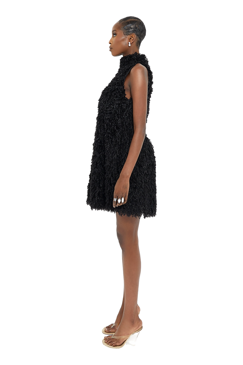 Black feather dress zara sale