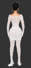 Load image into Gallery viewer, NAIA LACE LEGGINGS IN DEEP SPELL / BARE BACK / WHITE LIE
