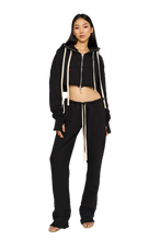 Load image into Gallery viewer, STRAIGHT LEG, DISTRESSED TRACKSUIT BOTTOMS IN TEDDY / CLOUD / CARBON