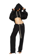 Load image into Gallery viewer, COUCOO ASYMMETRIC, FITTED CROTCH TRACKSUIT BOTTOMS IN TEDDY / CARBON
