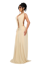 Load image into Gallery viewer, SOLENE DRAPED MAXI DRESS IN PEAR FLESH