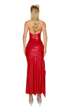 Load image into Gallery viewer, COUCOO VEGAN LEATHER JAYA DRESS IN CHERRY JUICE / MEDALIAN / TYRE / TOASTED TAHINI