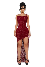 Load image into Gallery viewer, THORNE VELVET LACE DRESS IN VENUS PIT / BLACK