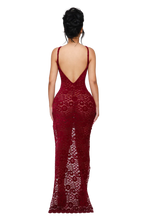 Load image into Gallery viewer, THORNE VELVET LACE DRESS IN VENUS PIT / BLACK