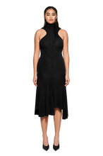Load image into Gallery viewer, COUCOO ELYSEE DRESS IN POMEGRANITE SEED / SATIN BLACK / LEIUTENANT GREEN