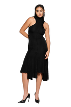 Load image into Gallery viewer, COUCOO ELYSEE DRESS IN POMEGRANITE SEED / SATIN BLACK / LEIUTENANT GREEN