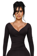 Load image into Gallery viewer, COUCOO LANAI LONG SLEEVE TOP IN GREY WIRE AND SIGNAL BLACK