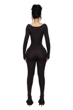 Load image into Gallery viewer, COUCOO LANAI LONG SLEEVE TOP IN GREY WIRE AND SIGNAL BLACK