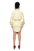 Load image into Gallery viewer, RUVA MINI FAUX LEATHER DRESS IN MILK TOOTH