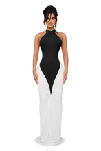 Load image into Gallery viewer, ORA MAXI DRESS IN BLACK & WHITE / SERPENT CREAM