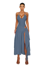 Load image into Gallery viewer, COUCOO ATACAMA DRESS IN SAILOR / HOT HIBISCUS / CRUSHED ICE/ FRESH BREATH / SATIN BLACK
