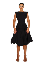 Load image into Gallery viewer, COUCOO TAKLA MIDI DRESS IN CRUSHED ICE / HIBISCUS / SATIN BLACK / FRESH BREATH