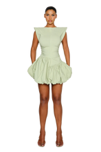 Load image into Gallery viewer, COUCOO TAKLA MINI DRESS IN SATIN BLACK / HOT HIBISCUS / SAILOR / CRUSHED ICE