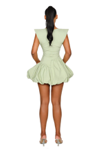 Load image into Gallery viewer, COUCOO TAKLA MINI DRESS IN SATIN BLACK / HOT HIBISCUS / SAILOR / CRUSHED ICE