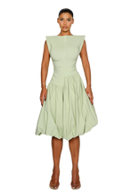 Load image into Gallery viewer, COUCOO TAKLA MIDI DRESS IN CRUSHED ICE / HIBISCUS / SATIN BLACK / FRESH BREATH