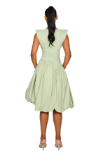 Load image into Gallery viewer, COUCOO TAKLA MIDI DRESS IN CRUSHED ICE / HIBISCUS / SATIN BLACK / FRESH BREATH