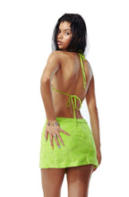 Load image into Gallery viewer, JADED LONDON TOWELLING WRAP MINI SKIRT IN LIME
