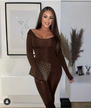 Load image into Gallery viewer, LITS BASIC JUMPSUIT IN CHOCOLATE / WHITE