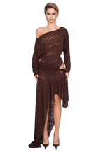 Load image into Gallery viewer, FALZAREGO DRESS IN RAW COCOA
