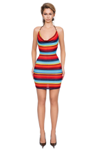 Load image into Gallery viewer, NORA COWEL NECK MINI DRESS - ELECTRIC EMBER LINES