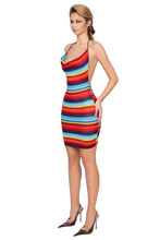 Load image into Gallery viewer, NORA COWEL NECK MINI DRESS - ELECTRIC EMBER LINES