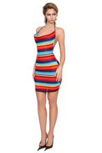 Load image into Gallery viewer, NORA COWEL NECK MINI DRESS - ELECTRIC EMBER LINES