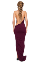 Load image into Gallery viewer, COUCOO CORVARO HIGH SPLIT MAXI DRESS IN HONEY LIME / RED / ARABICA / DEEP BERRY