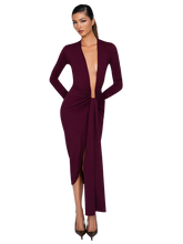 Load image into Gallery viewer, COUCOO NOXRA DEEP PLUNGE DRESS IN UNTOUCHED BUTTER / BLACK / DEEP BERRY / PISTACHIO