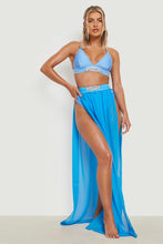 Load image into Gallery viewer, BOOHOO DIAMANTE JEWEL MAXI BEACH SKIRT IN BLUE