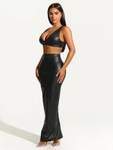 Load image into Gallery viewer, FAUX LEATHER V-IBE BUSTIER TOP