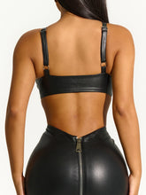 Load image into Gallery viewer, FAUX LEATHER V-IBE BUSTIER TOP