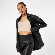 Load image into Gallery viewer, FIRETRAP PU SHACKET IN BLACK