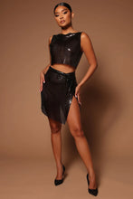 Load image into Gallery viewer, FASHION NOVA IRIS CHAINMAIL SKIRT SET IN BLACK
