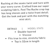 Load image into Gallery viewer, OH POLLY 'FEEL THE RUCHE' LONG SLEEVE TWIST FRONT RUCHED CROP TOP IN HOT PINK