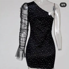 Load image into Gallery viewer, LACE OFF THE SHOULDER SPARKLY DRESS
