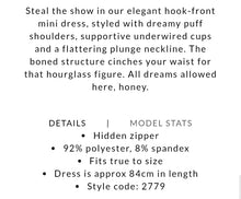 Load image into Gallery viewer, OH POLLY FORBIDDEN DREAM PUFF SHOULDER MINI DRESS IN WINE